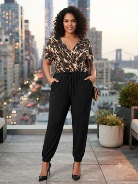 Kardashian Kollection Leopard Print Jumpsuit